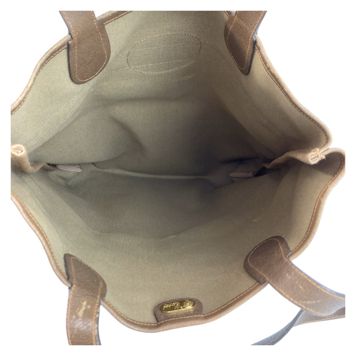 GUCCI Tote Bag 002 904 0131 GG Supreme Canvas Beige Gold Metal Sherry Line Old Gucci