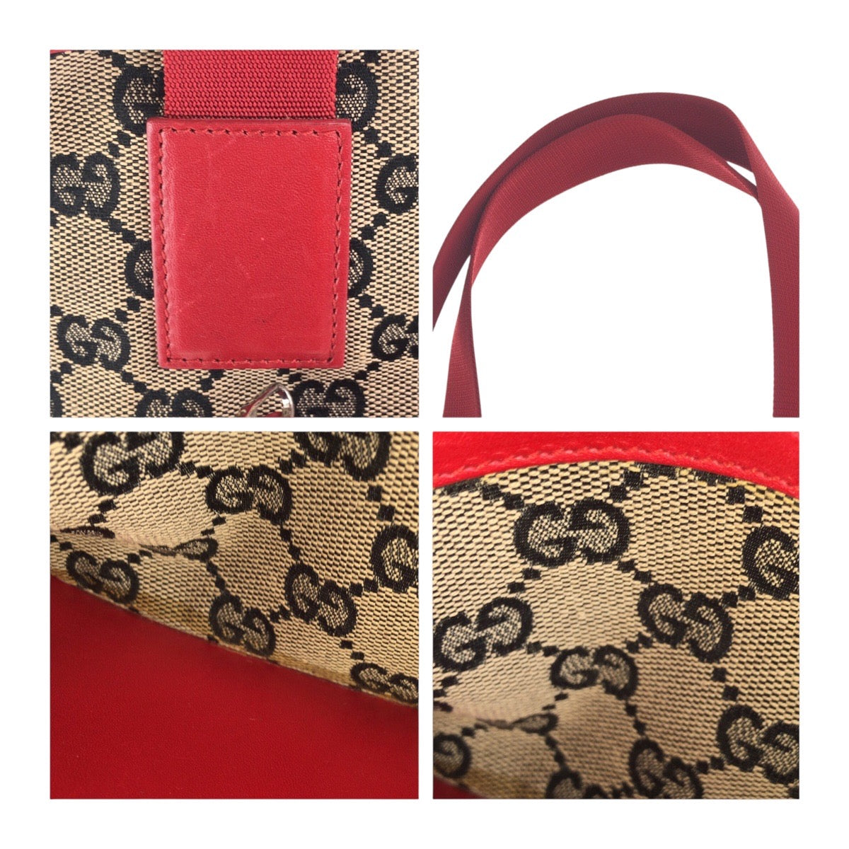 GUCCI Tote Bag 019 0402 GG canvas Red Navy SilverMetal
