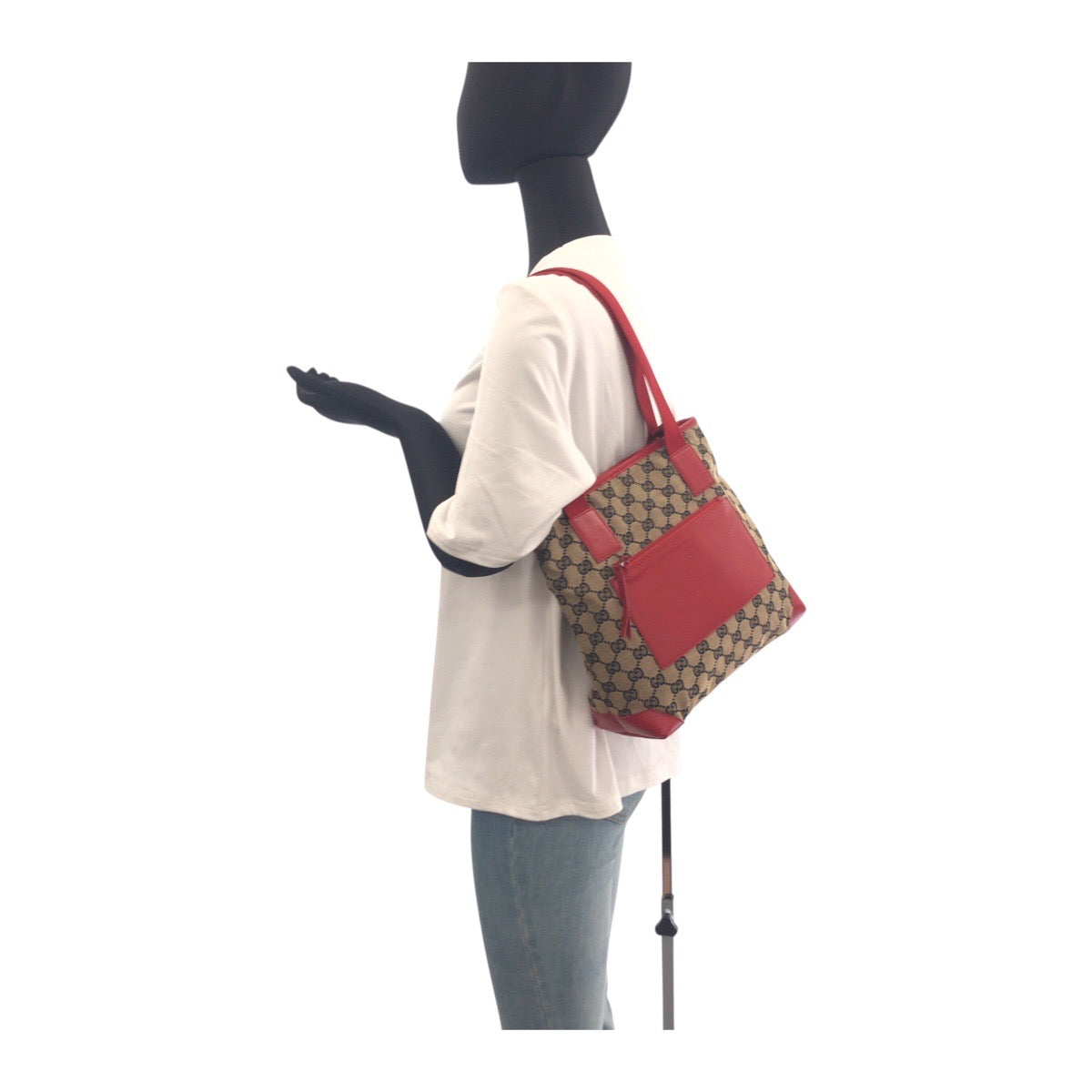 GUCCI Tote Bag 019 0402 GG canvas Red Navy SilverMetal