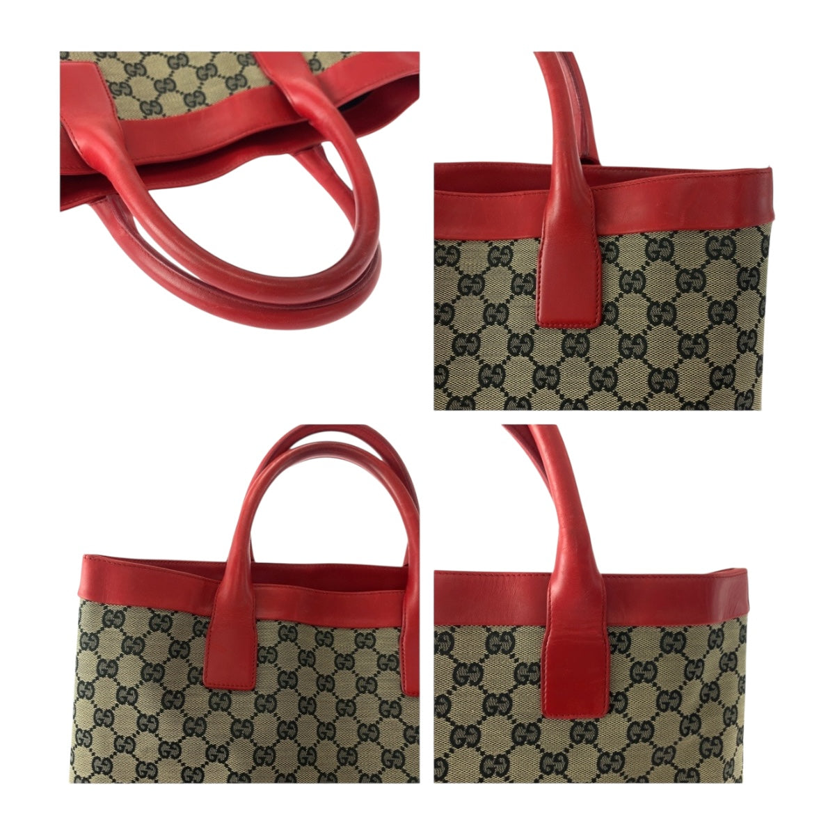 GUCCI Tote Bag 002 1121 GG canvas Red beige