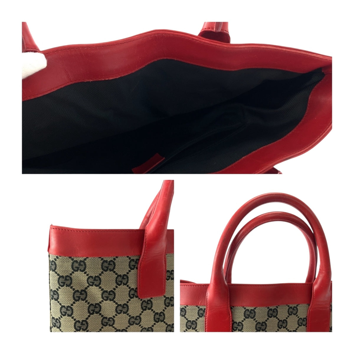 GUCCI Tote Bag 002 1121 GG canvas Red beige