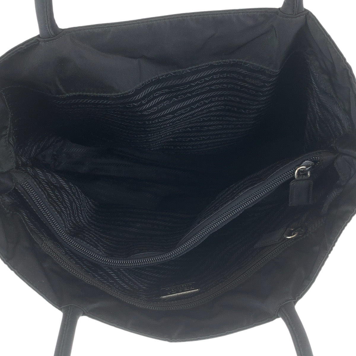 PRADA Tote Bag Nylon Black SilverMetal Test Triangle With logo
