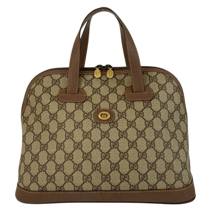 GUCCI Handbag 000 46 6004 GG Supreme Canvas Beige Brown Gold Metal Old Gucci