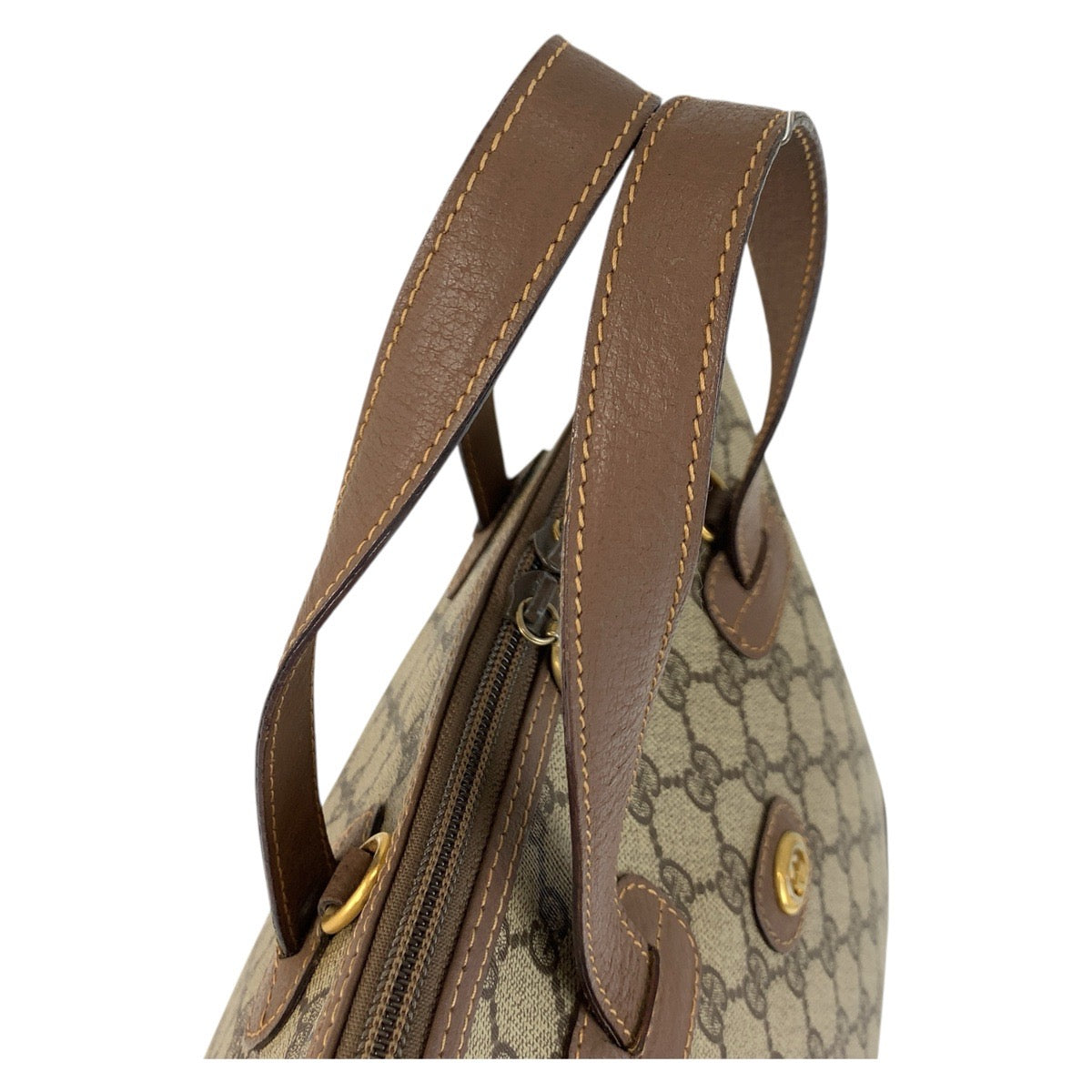 GUCCI Handbag 000 46 6004 GG Supreme Canvas Beige Brown Gold Metal Old Gucci