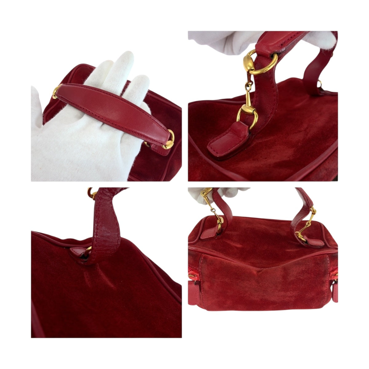 GUCCI Handbag 032 1705 0141 Suede Red Gold Metal Horsebit