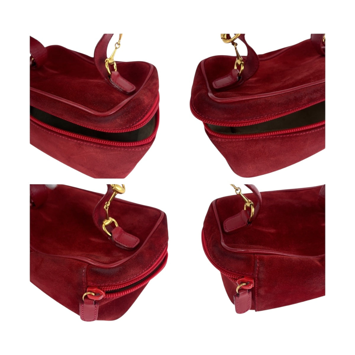 GUCCI Handbag 032 1705 0141 Suede Red Gold Metal Horsebit