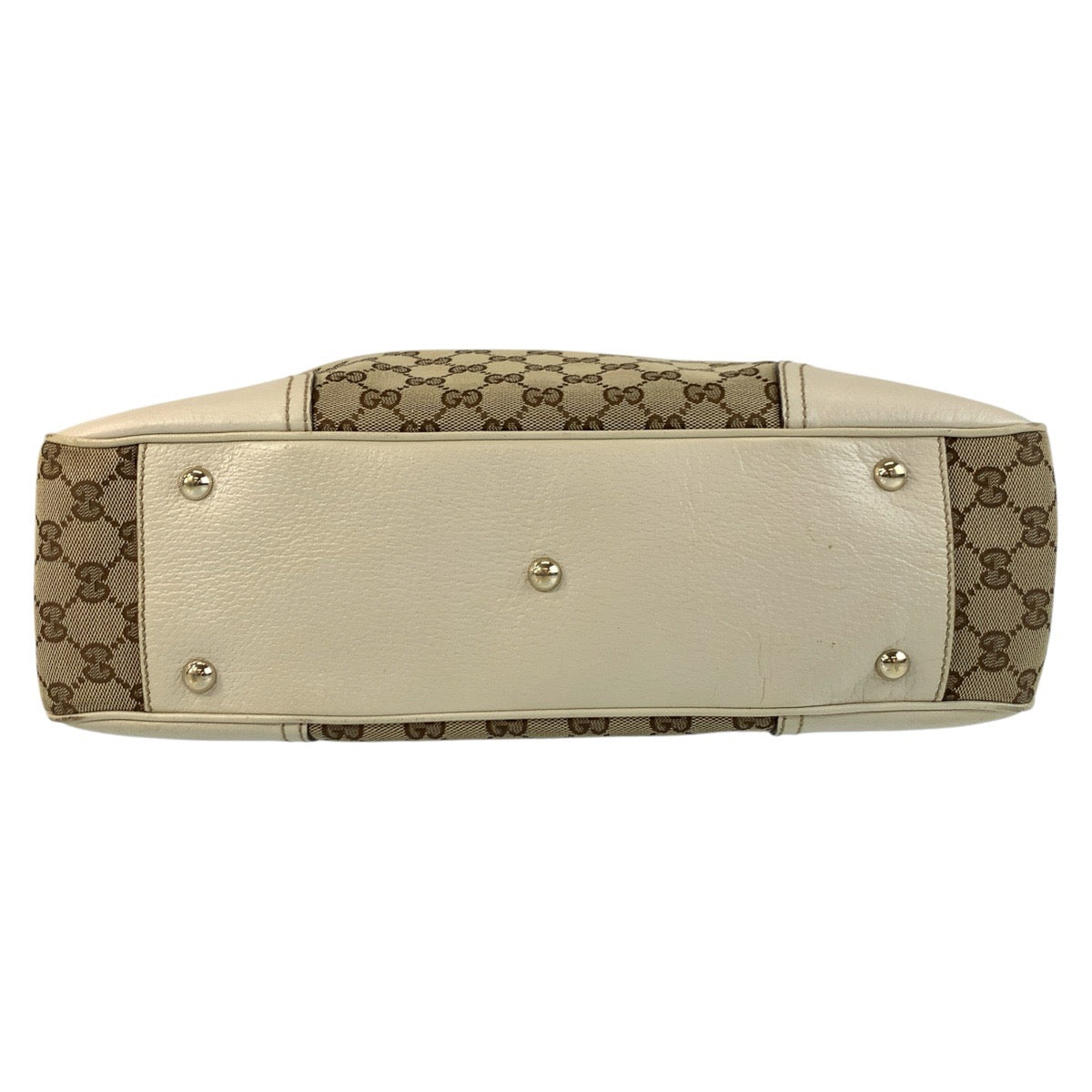 GUCCI Tote Bag 163805 GG canvas Beige Ivory Gold Metal Prince Shelley Line