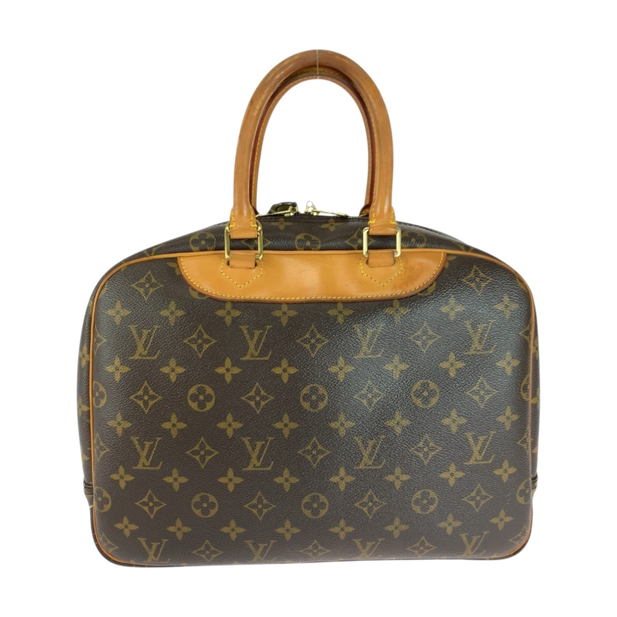 LOUIS VUITTON Handbag M47270 PVC Brown Gold Metal Monogram Deauville