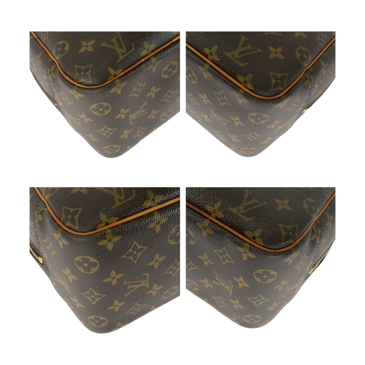 LOUIS VUITTON Handbag M47270 PVC Brown Gold Metal Monogram Deauville