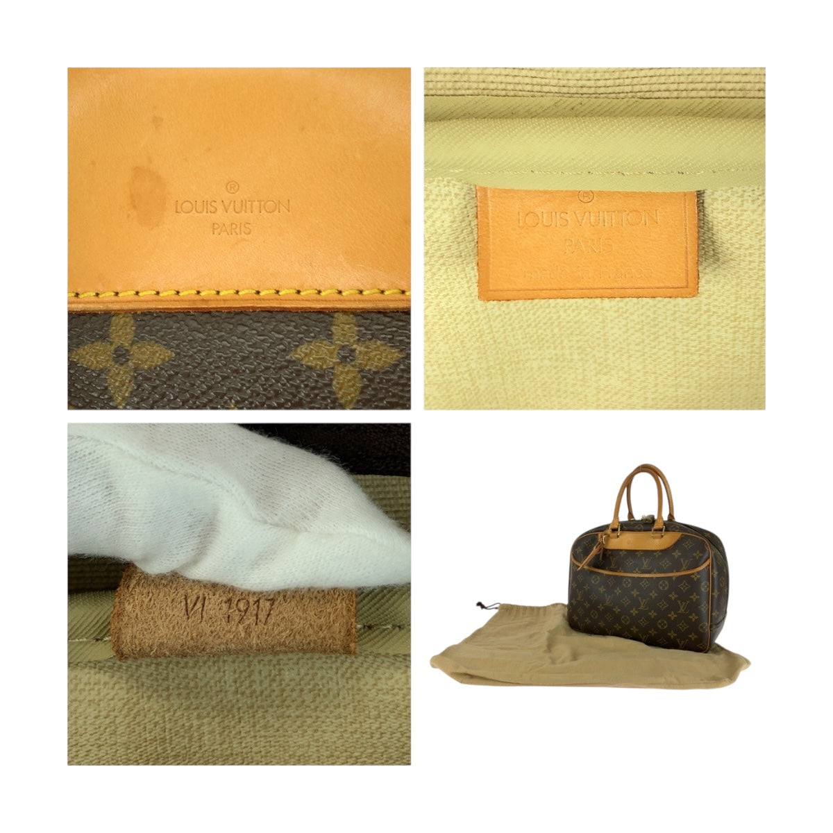 LOUIS VUITTON Handbag M47270 PVC Brown Gold Metal Monogram Deauville