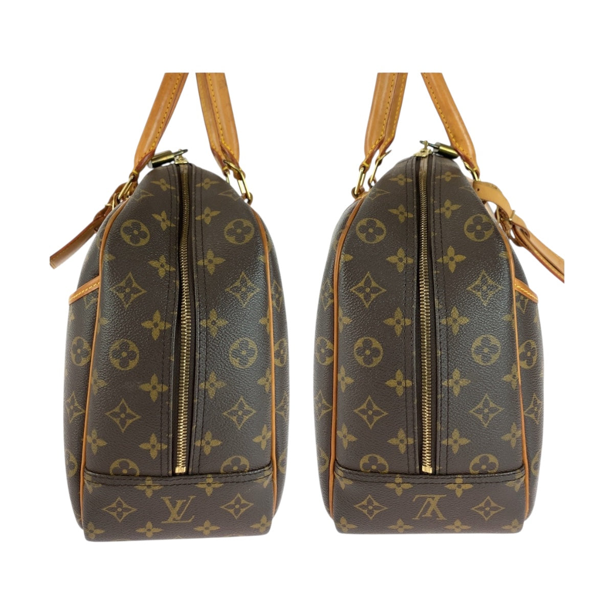 LOUIS VUITTON Handbag M47270 PVC Brown Gold Metal Monogram Deauville