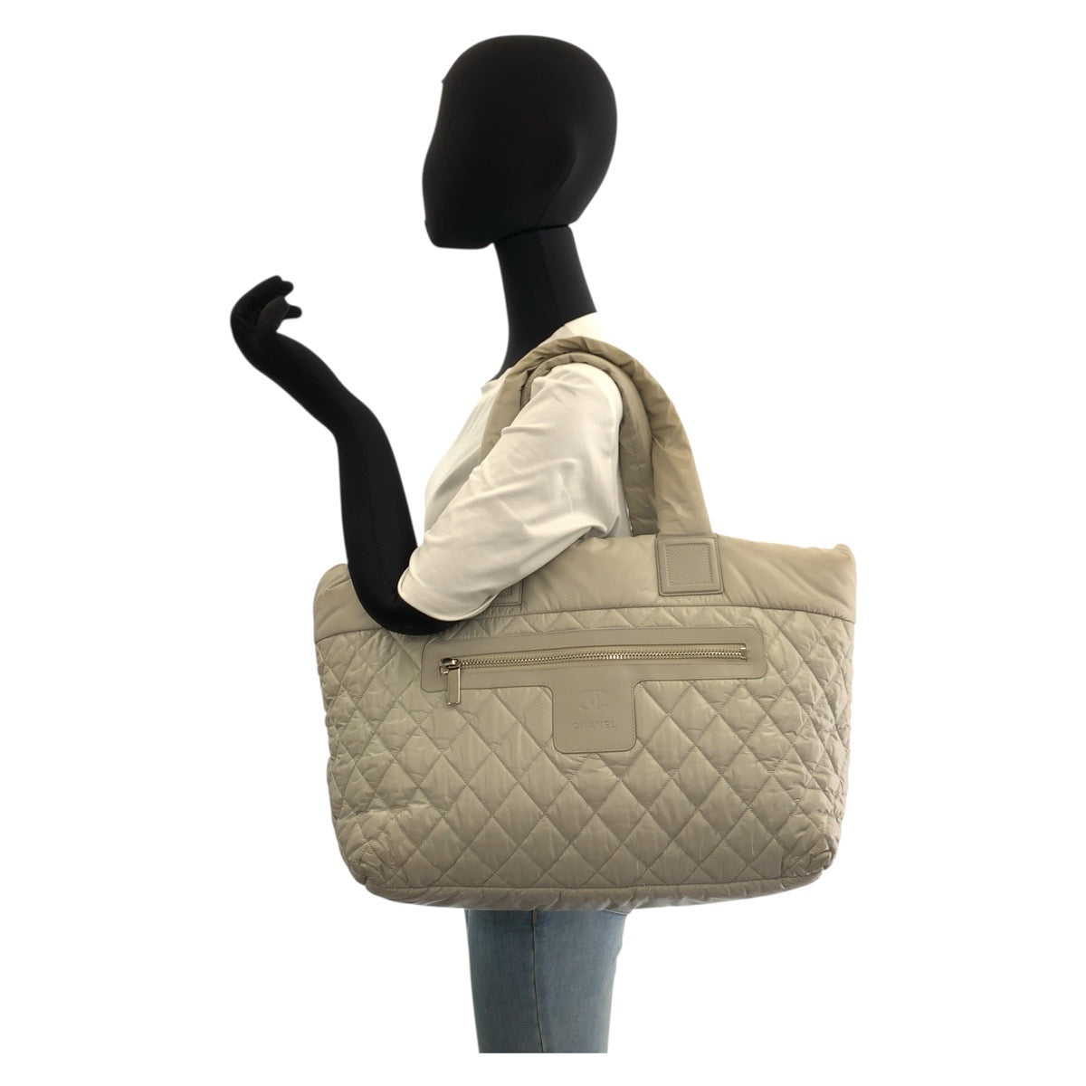 CHANEL Tote Bag Nylon gray Coco Cocoon