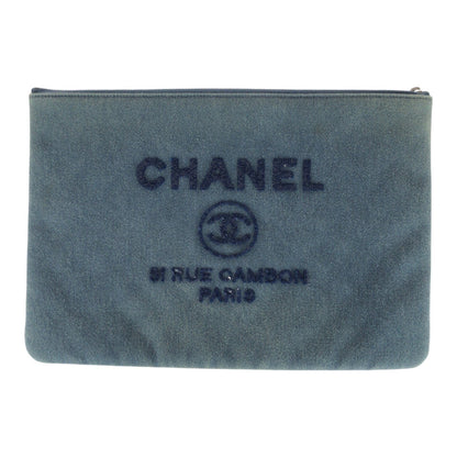 CHANEL Clutch bag A80117 denim blue Deauville Sequin