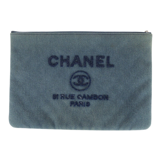 CHANEL Clutch bag A80117 denim blue Deauville Sequin