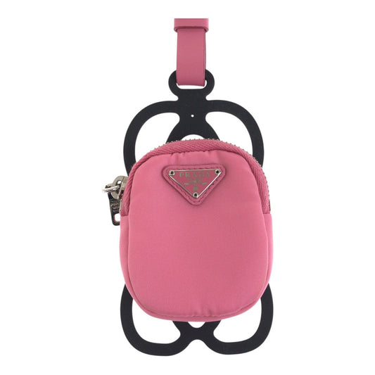 PRADA Pouch Nylon Pink Silver Test Triangle With logo