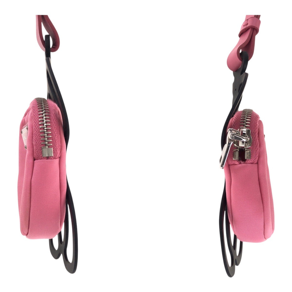 PRADA Pouch Nylon Pink Silver Test Triangle With logo
