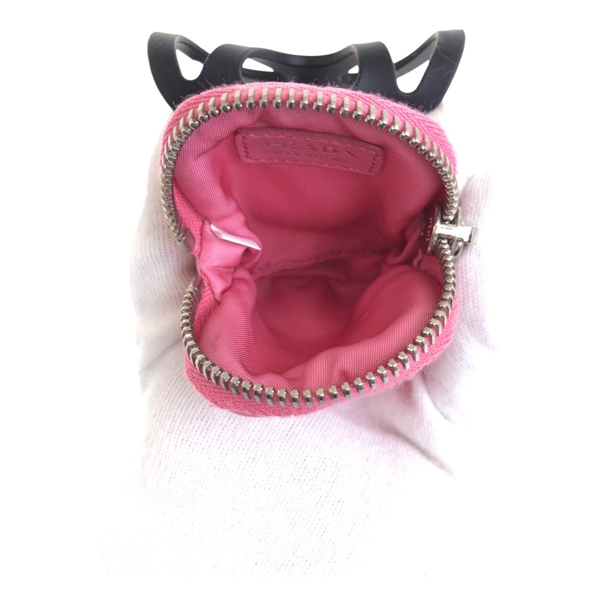 PRADA Pouch Nylon Pink Silver Test Triangle With logo