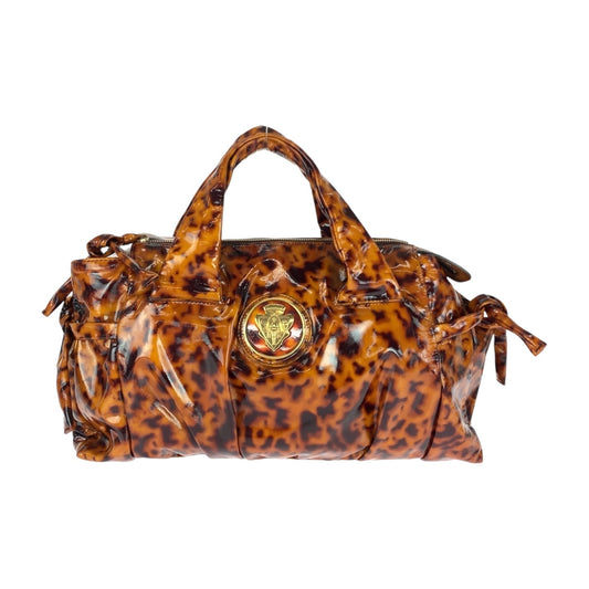 GUCCI Handbag 197020 enamel Brown Gold Metal Histeria Animal Pattern