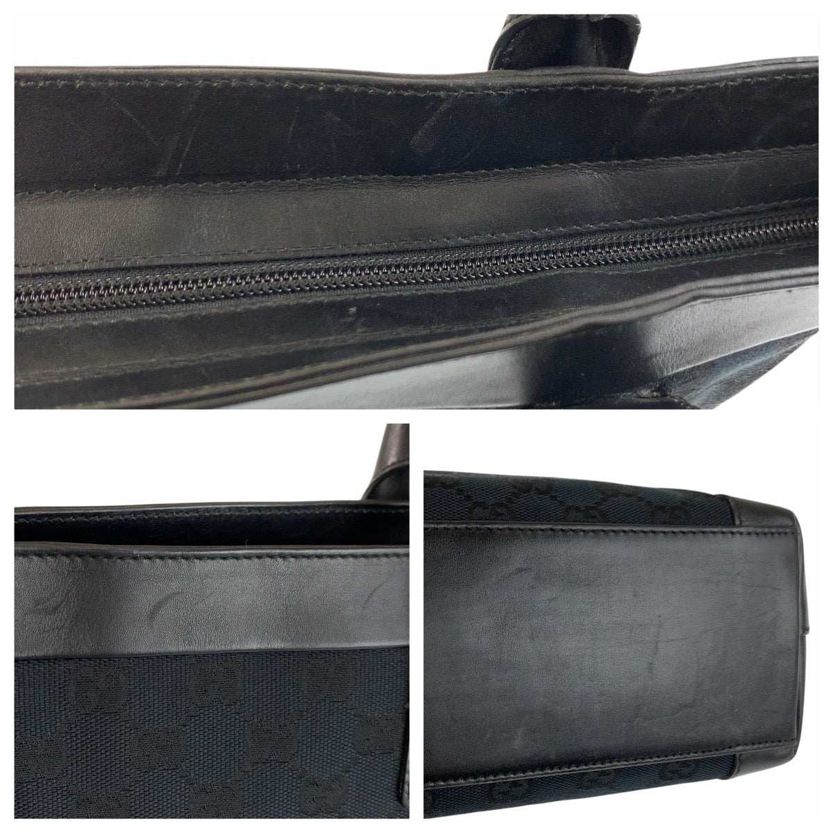 GUCCI Tote Bag 002 1119 GG canvas black
