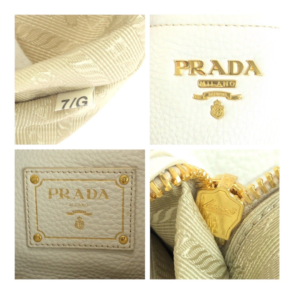 PRADA Handbag BN2534 leather White Gold Metal Vitterodino
