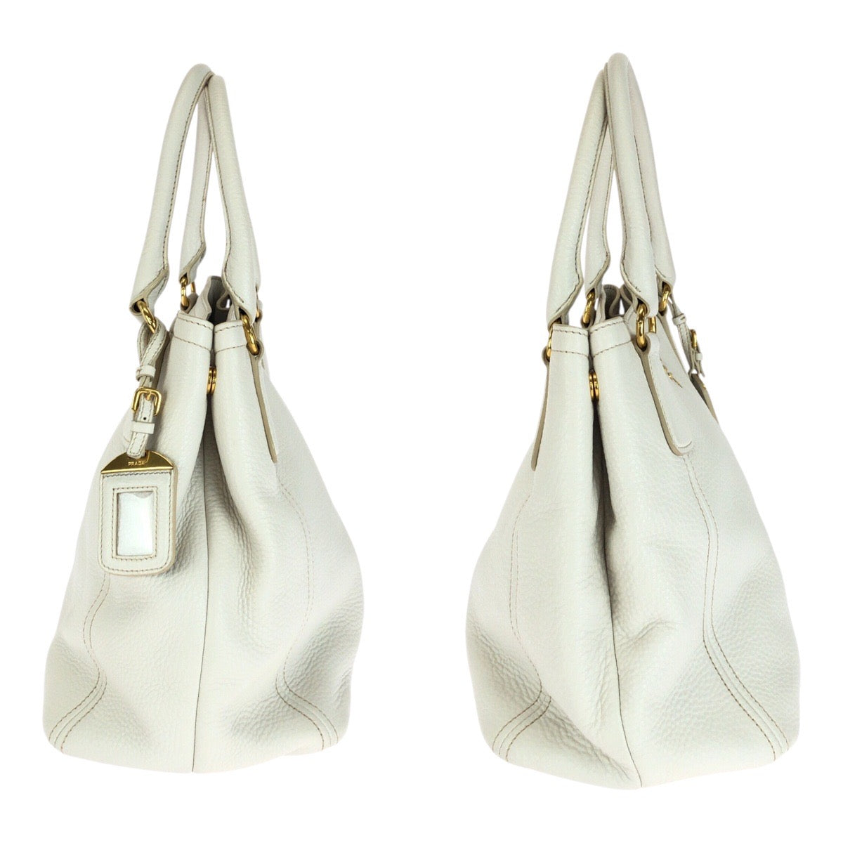 PRADA Handbag BN2534 leather White Gold Metal Vitterodino