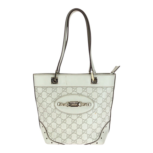 GUCCI Tote Bag 145994 leather White gold Guccisima