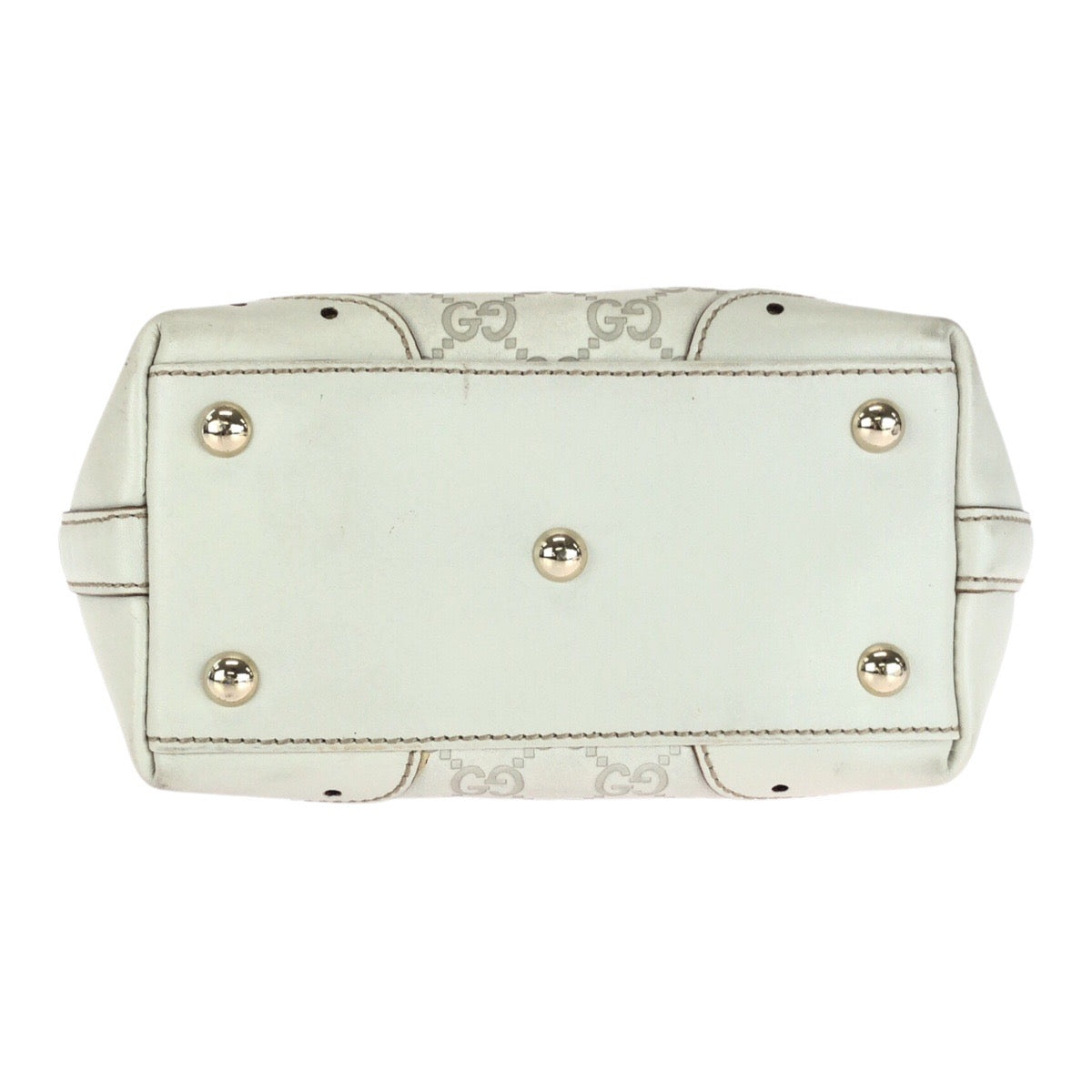 GUCCI Tote Bag 145994 leather White gold Guccisima