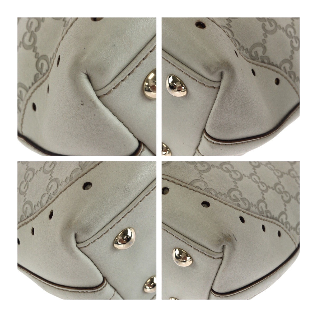 GUCCI Tote Bag 145994 leather White gold Guccisima