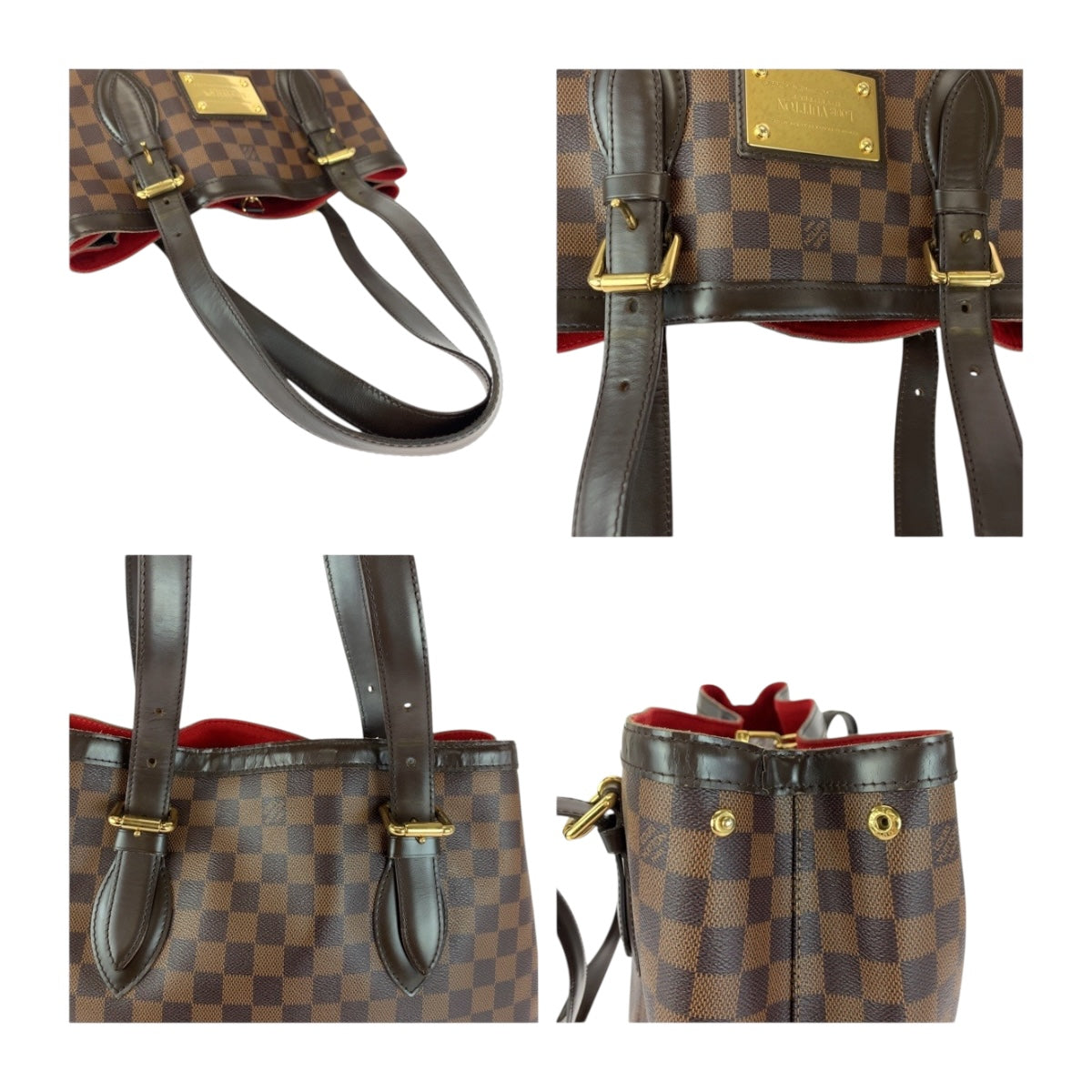 LOUIS VUITTON Tote Bag N51204 PVC Brown Gold Metal Damier HamsteadMM