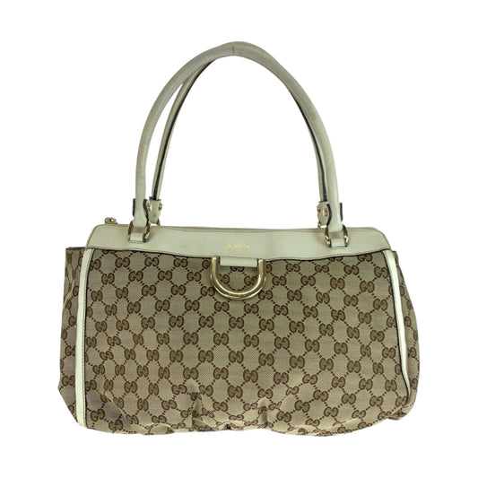 GUCCI Tote Bag 189831 GG canvas Beige White Gold Abbey