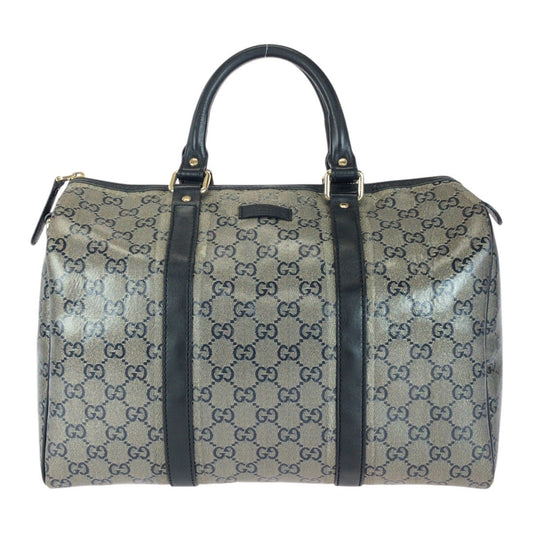 GUCCI Handbag 193603 PVC Gray Black Gold Metal GG crystal