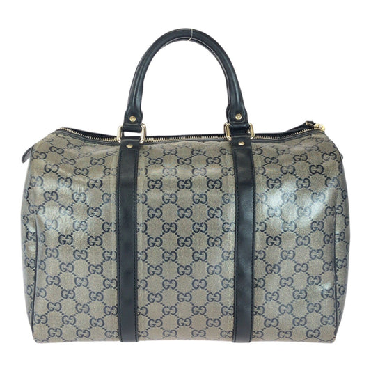 GUCCI Handbag 193603 PVC Gray Black Gold Metal GG crystal