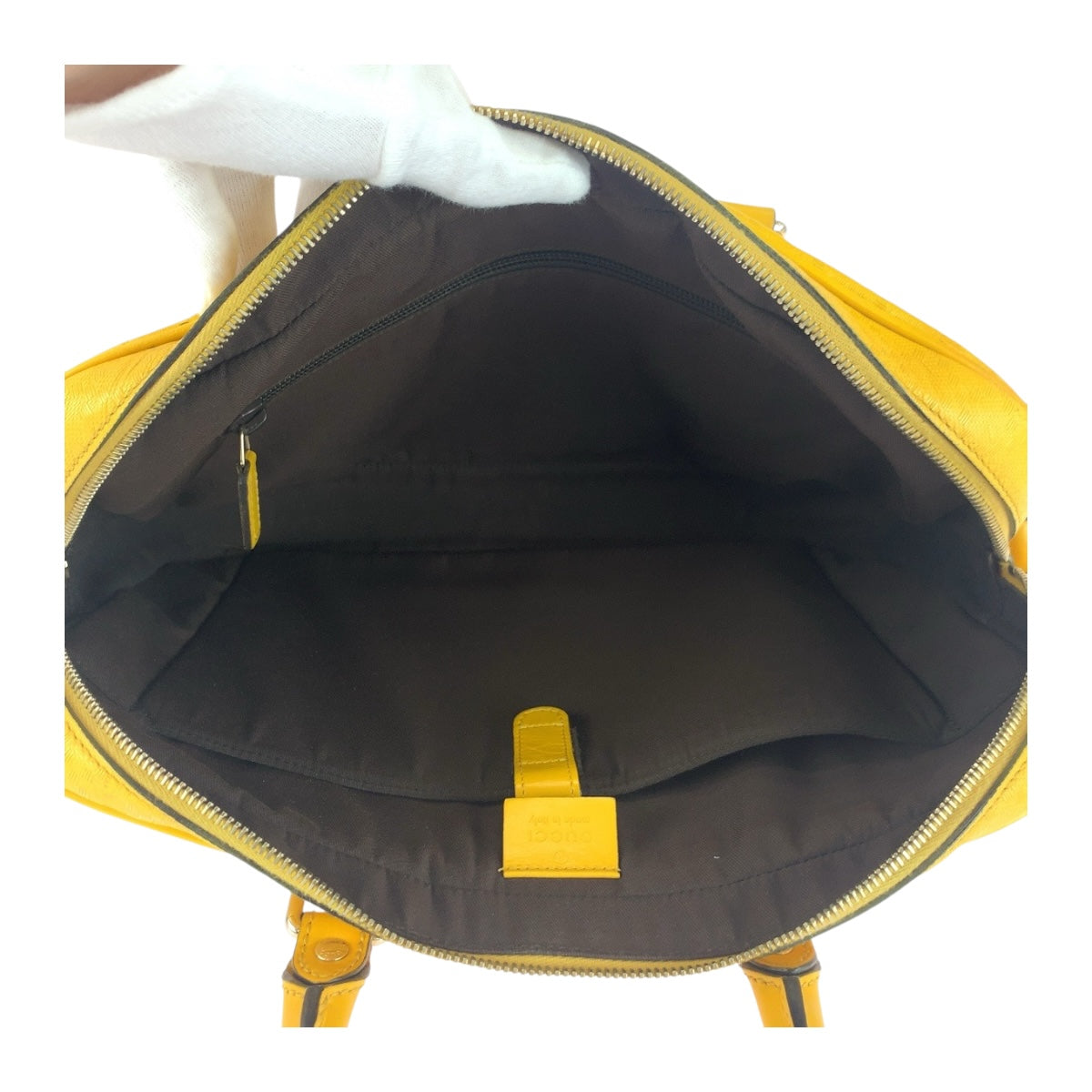 GUCCI Business bag 344357 leather Yellow silver Diamante