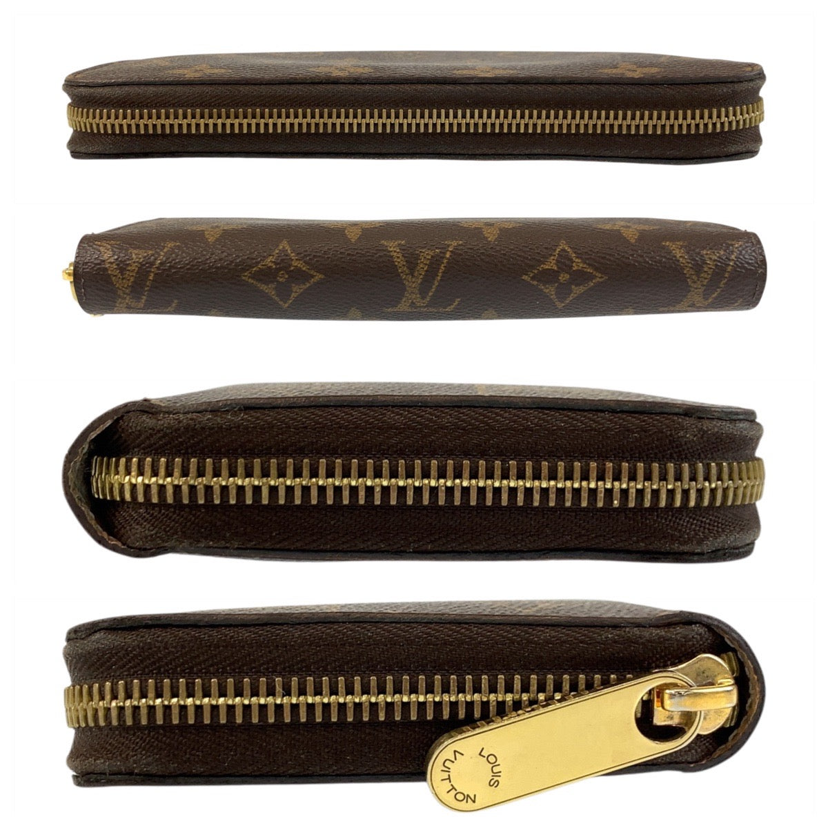 LOUIS VUITTON Long Wallet Purse M41894 PVC Brown Gold Metal Monogram Zippy wallet