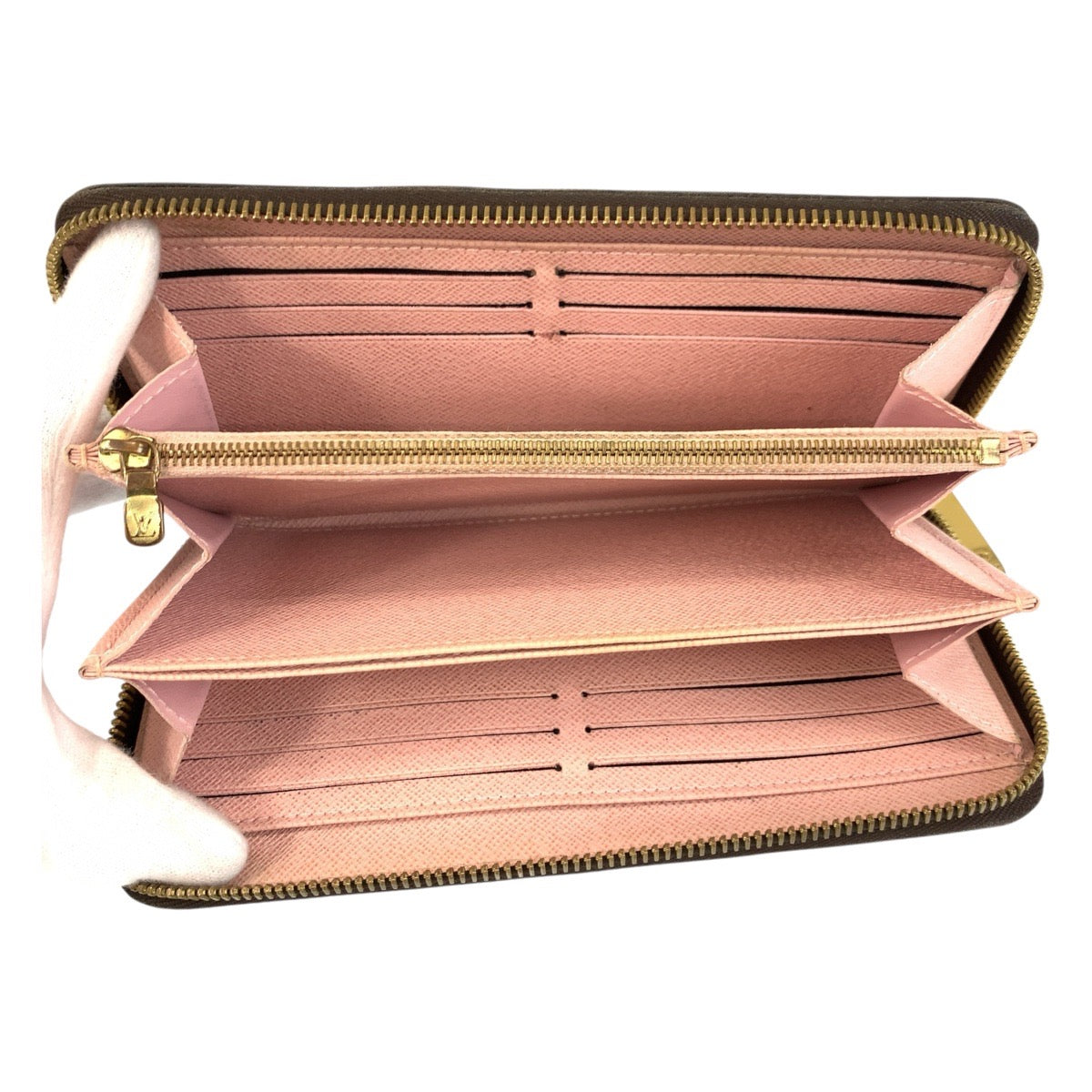LOUIS VUITTON Long Wallet Purse M41894 PVC Brown Gold Metal Monogram Zippy wallet