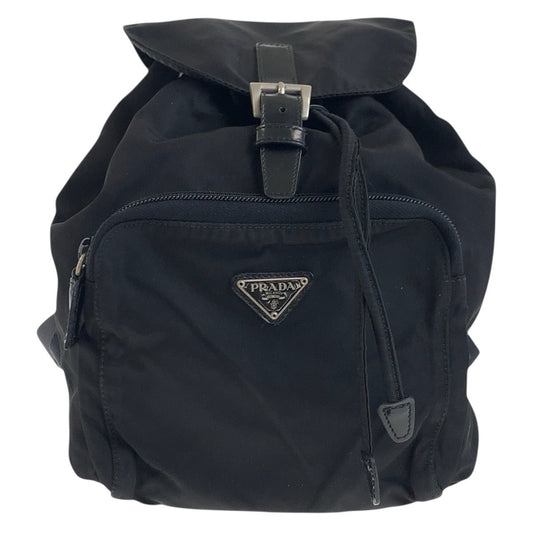 PRADA Backpack Nylon Black SilverMetal Test Triangle With logo
