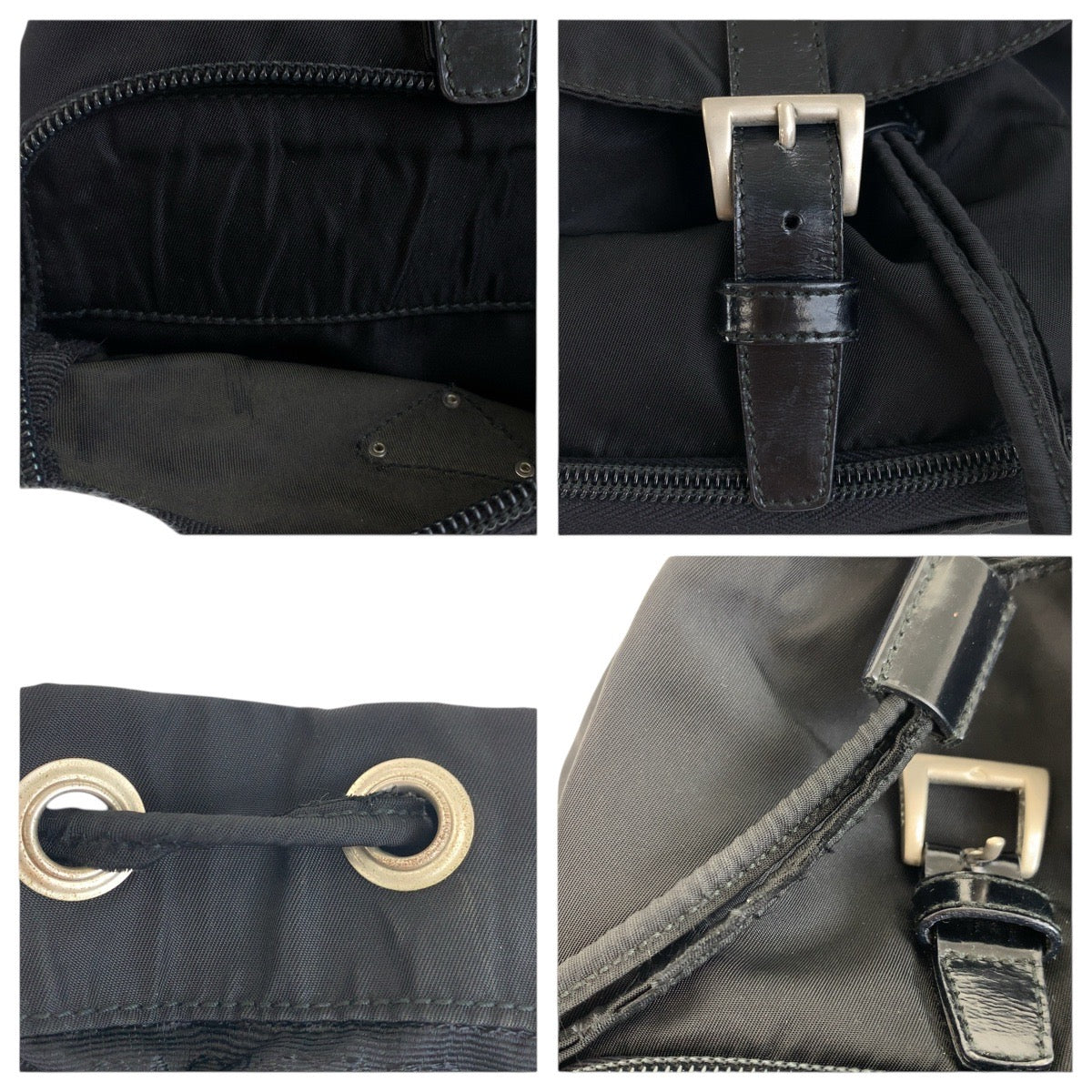 PRADA Backpack Nylon Black SilverMetal Test Triangle With logo
