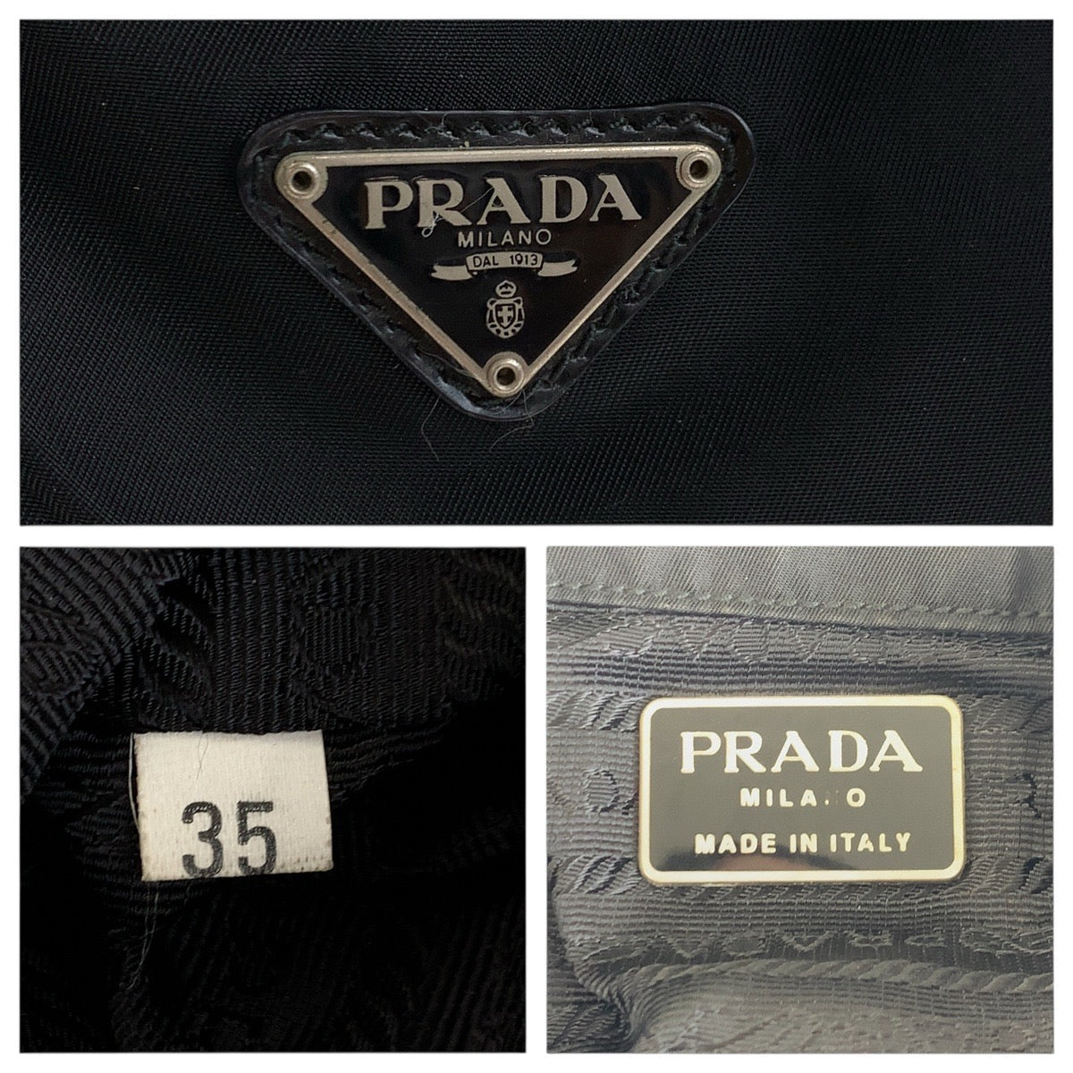 PRADA Backpack Nylon Black SilverMetal Test Triangle With logo
