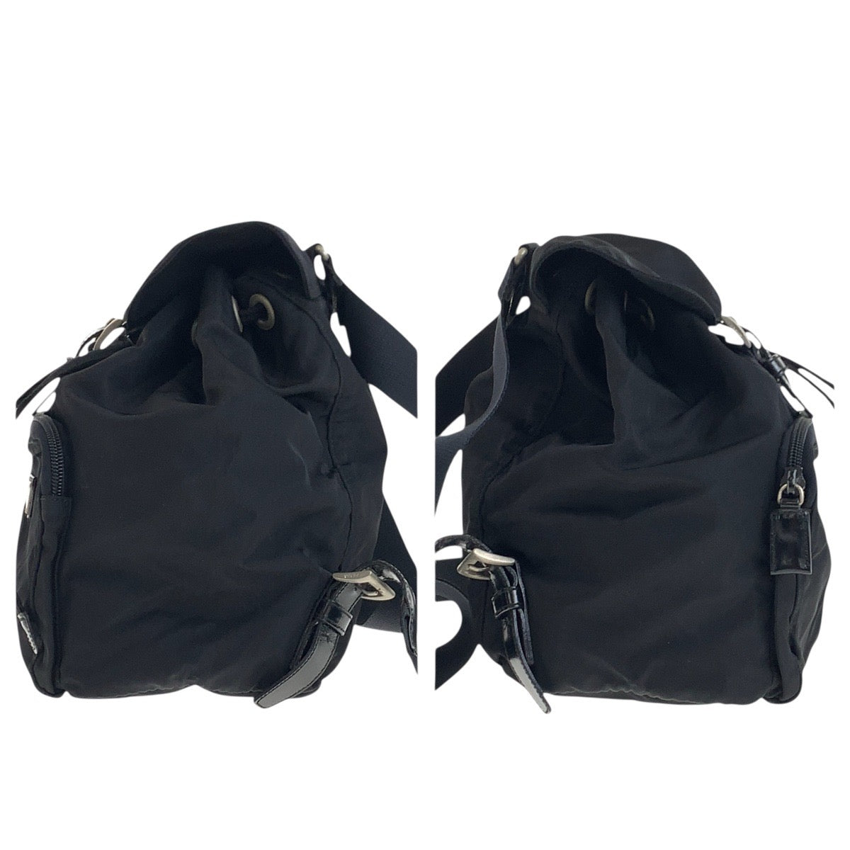 PRADA Backpack Nylon Black SilverMetal Test Triangle With logo