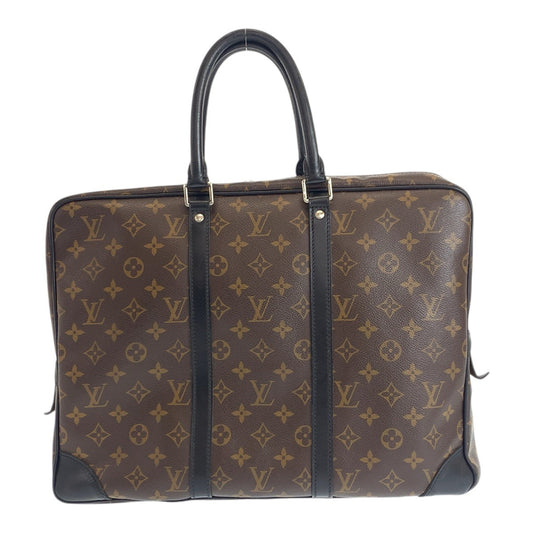 LOUIS VUITTON Business bag M40225 PVC Brown Black SilverMetal Monogram Macasa Port Documan Voyajaj