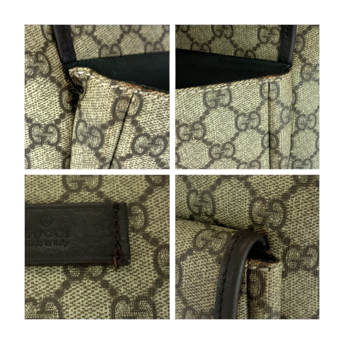 GUCCI Tote Bag 108832 GG Supreme Canvas Beige Brown Silver