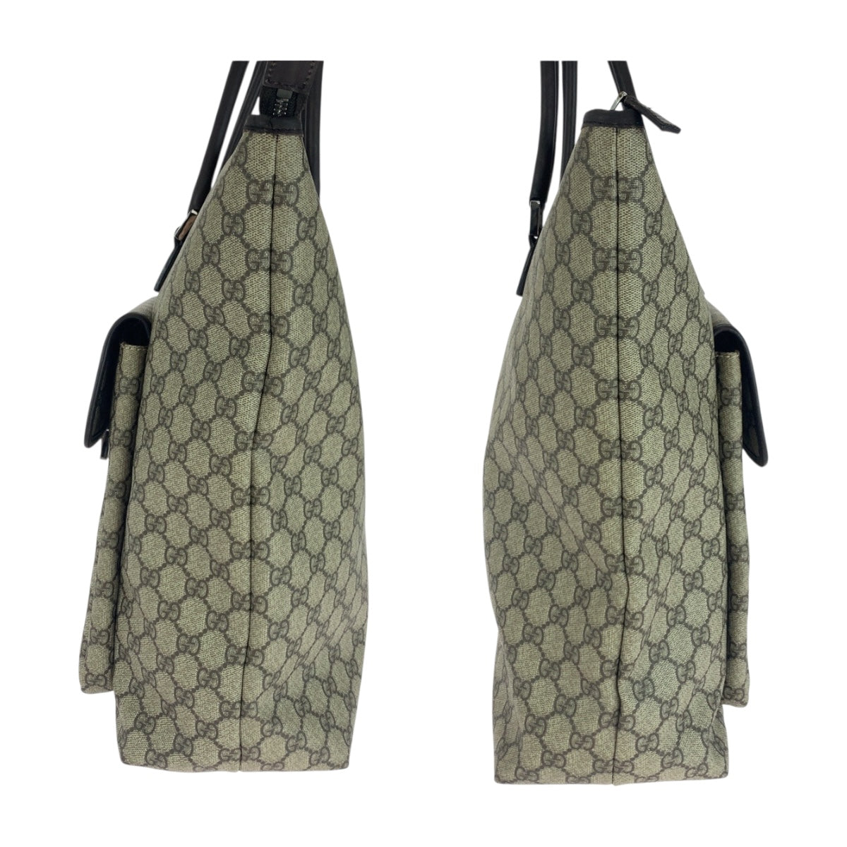 GUCCI Tote Bag 108832 GG Supreme Canvas Beige Brown Silver