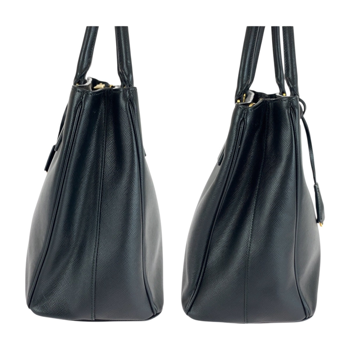 PRADA Tote Bag leather Black Silver Safiano Galleria