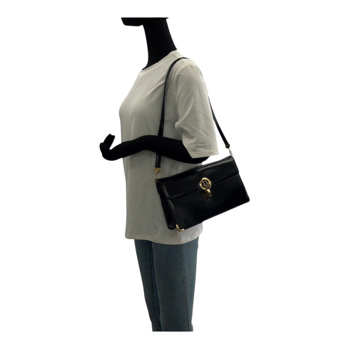 Dior Shoulder Bag leather Black GoldMetal
