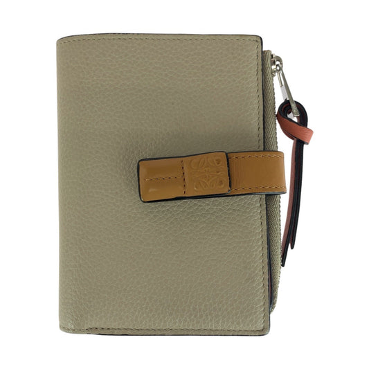 LOEWE Bifold Wallet leather Beige Brown SilverMetal anagram