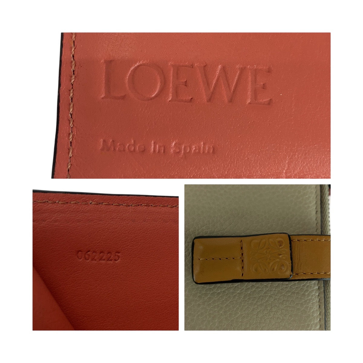 LOEWE Bifold Wallet leather Beige Brown SilverMetal anagram