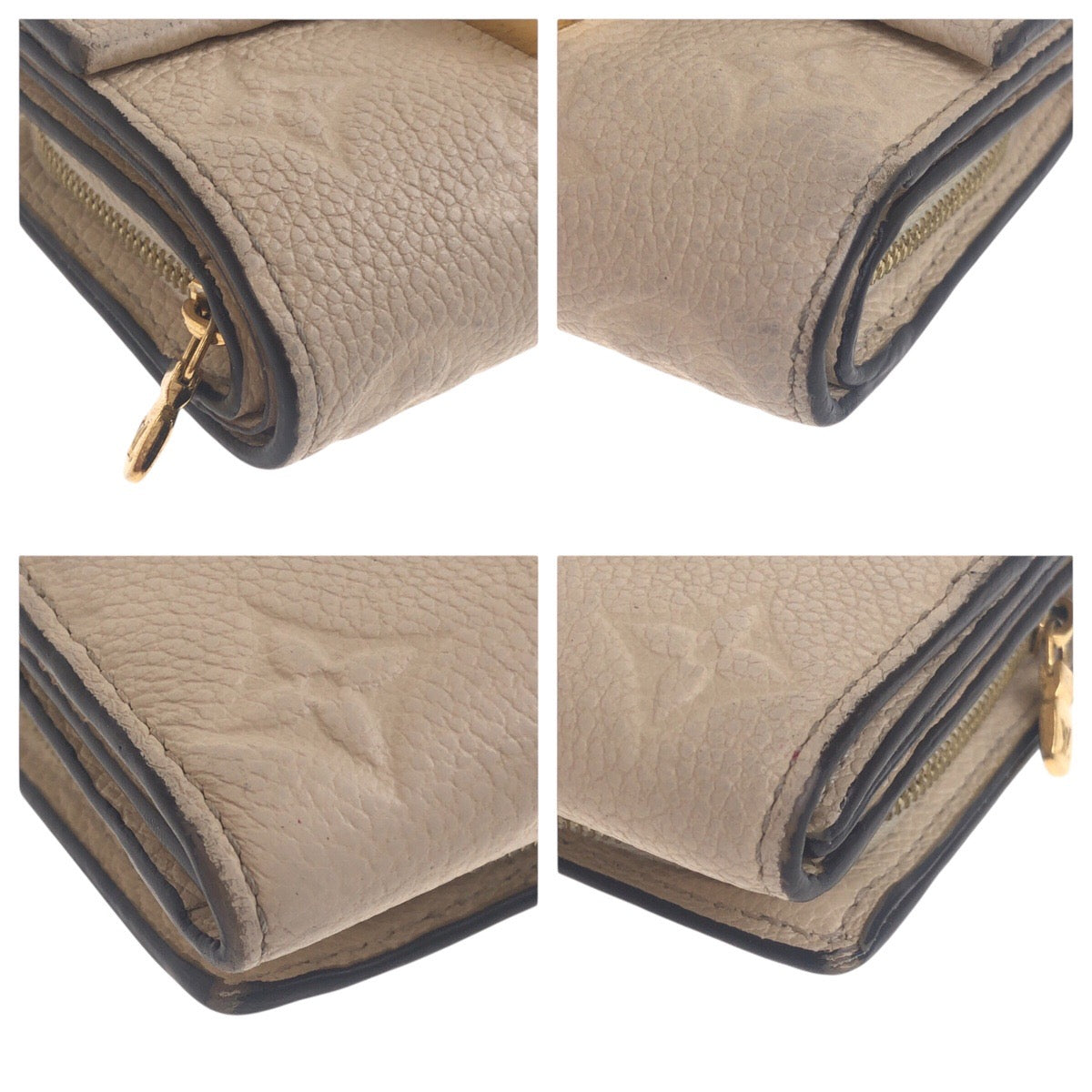 LOUIS VUITTON Tri-fold wallet M81071 leather Beige Ivory Gold Metal Monogram Unplant Portefeuille Metis Compact