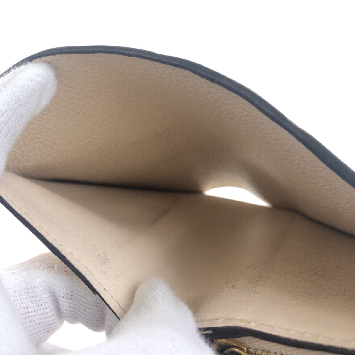 LOUIS VUITTON Tri-fold wallet M81071 leather Beige Ivory Gold Metal Monogram Unplant Portefeuille Metis Compact