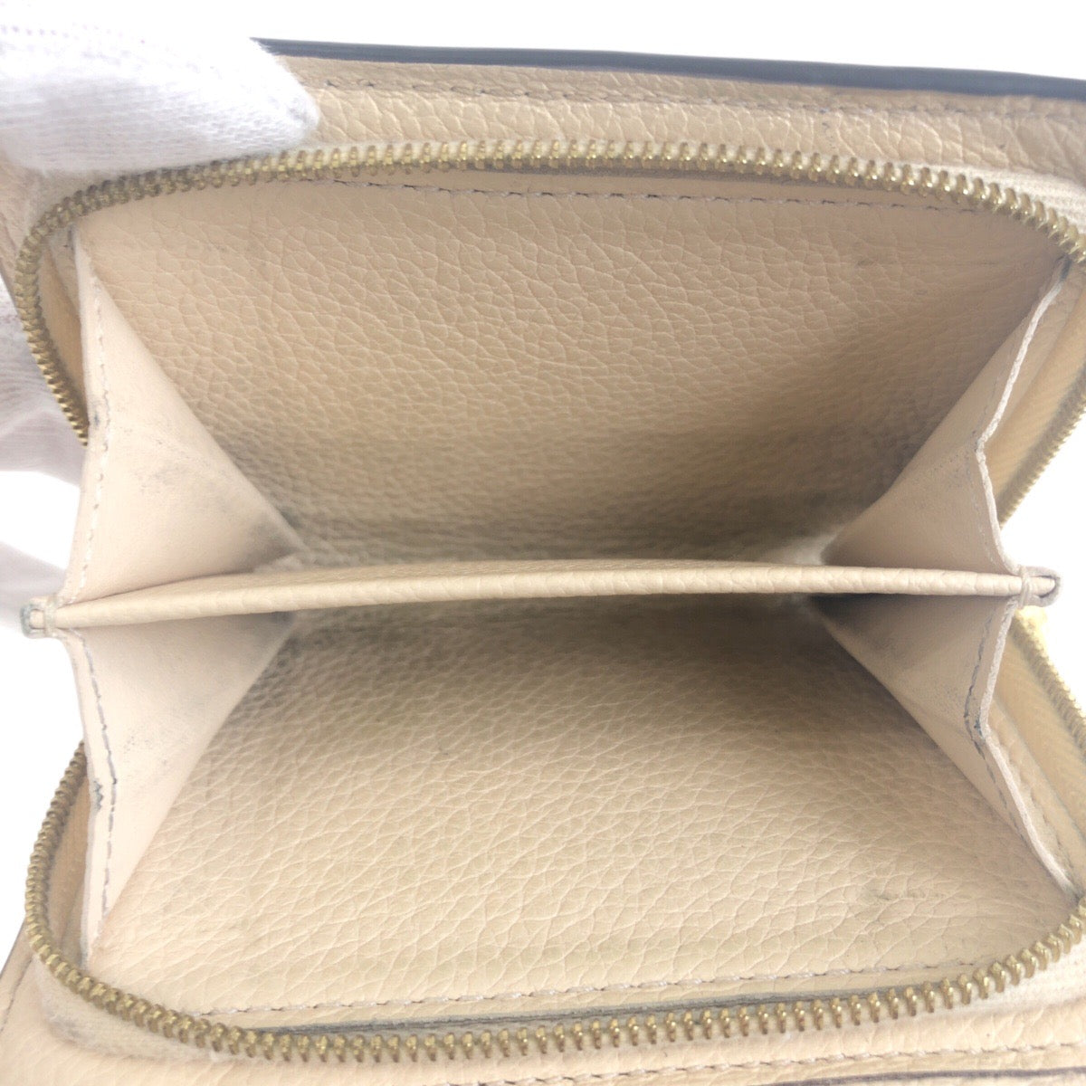 LOUIS VUITTON Tri-fold wallet M81071 leather Beige Ivory Gold Metal Monogram Unplant Portefeuille Metis Compact