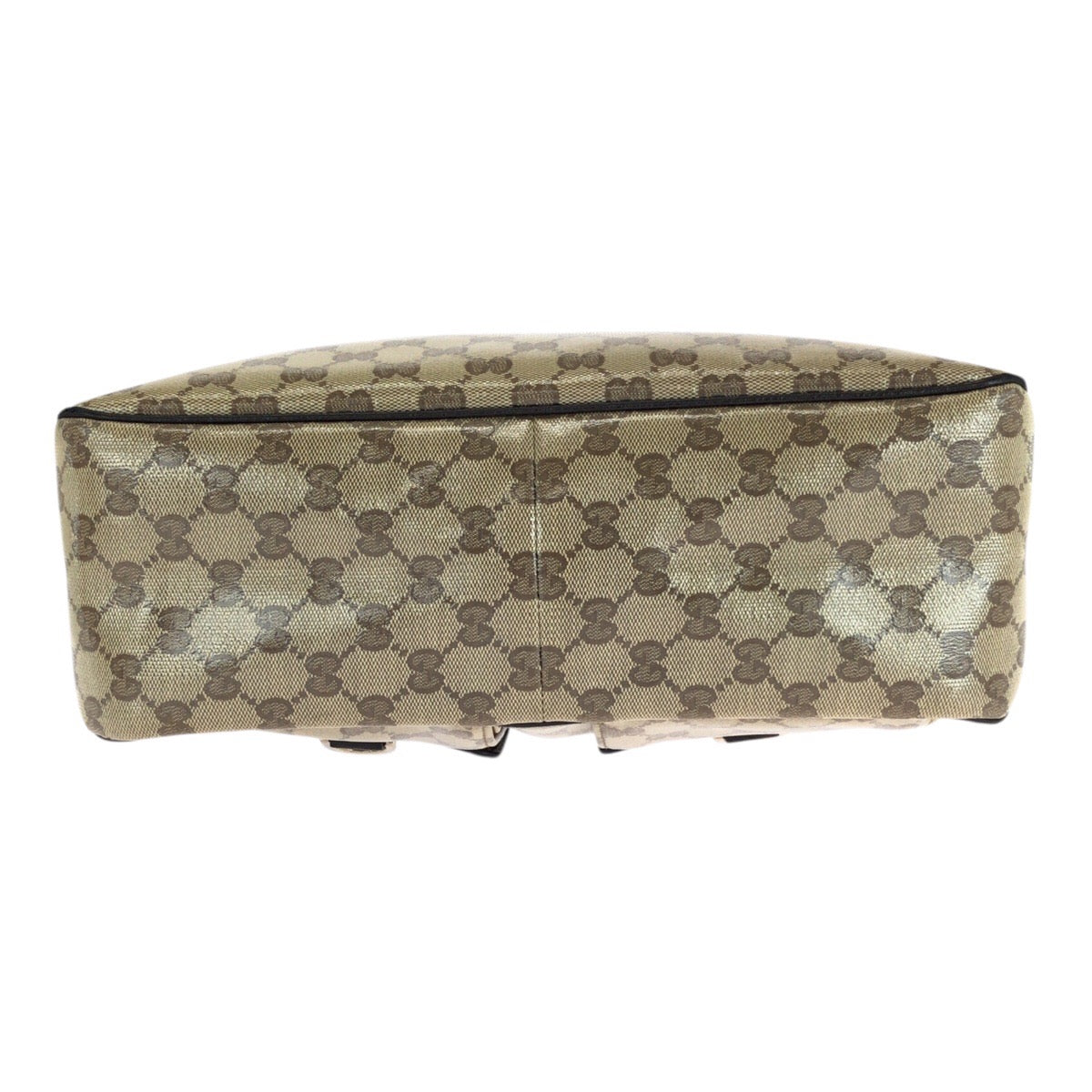 GUCCI Shoulder Bag 293581 PVC Brown Beige Gold Metal GG crystal